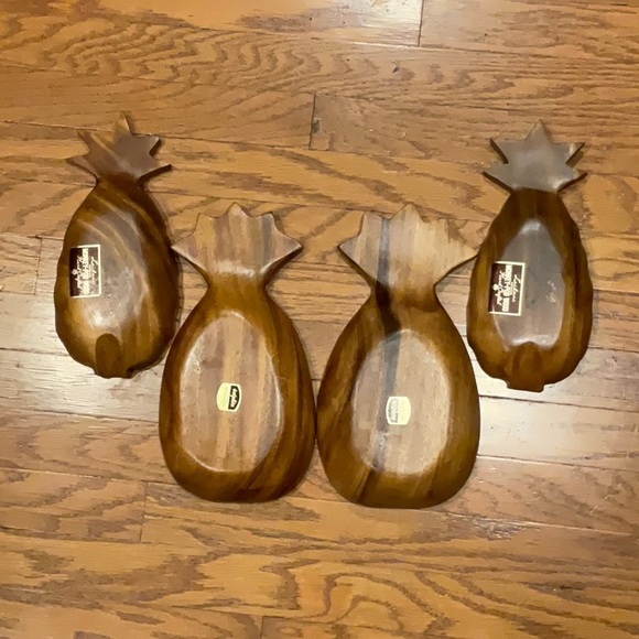 4 Vintage Monkey Pod Wood Serving Dishes - Picture 2 of 4